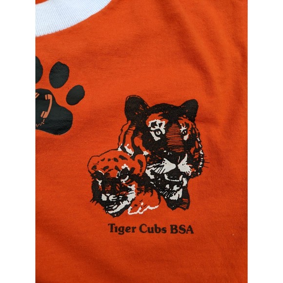 Vintage Cub Scouts Tiger Cubs Orange Oneita Power 50 Plus Shirt Kids M 10-12 - Picture 2 of 4